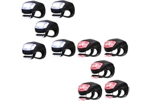 PRETYZOOM 10pcs Silicone Bike Safety Lights Set Front White and Rear Red Warning Lights for Night Riding