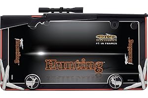 Cruiser Accessories 19656 Hunting License Plate Frame with Fastener Caps, Matte Black/Orange