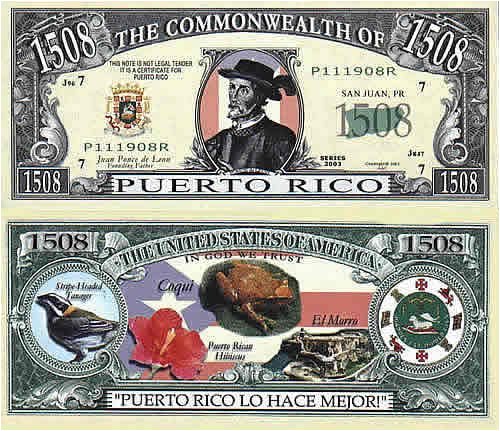 Set of 10 Bills-1508 Puerto Rico State Bill by Novelties Wholesale