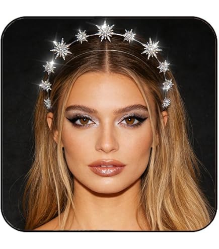 Amazon.com : Woeoe Sparkly Moon Halo Crown Headband, Silver  display picture 1