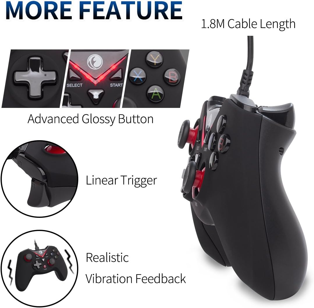 IFYOO-V108-Red V-one Wired USB Gaming Controller Gamepad Joystick for PC (Windows XP/7/8/10) & Steam & Android & PS3 - [Red]: Computers & Accessories