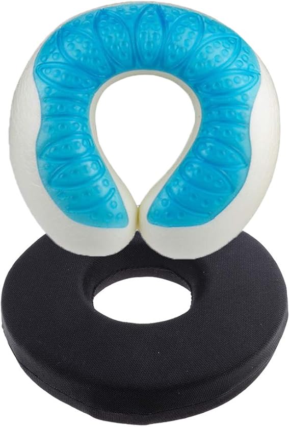 Bonarty U Shaped Cooling Neck Pillow Head Rest + Hemorrhoid Seat