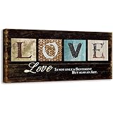 Kas Home Inspirational Motto Canvas Wall Art,Love Family Prints Signs Framed, Retro Artwork Decoration for Bedroom,Living Roo