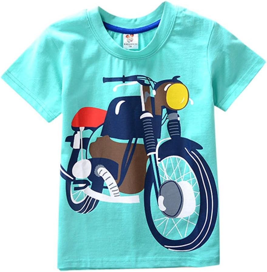Leegor Boys' T-Shirt,Kids Baby Boys Girls Clothes Crew Neck Short Sleeve Motorcycle Printed Tops Tee