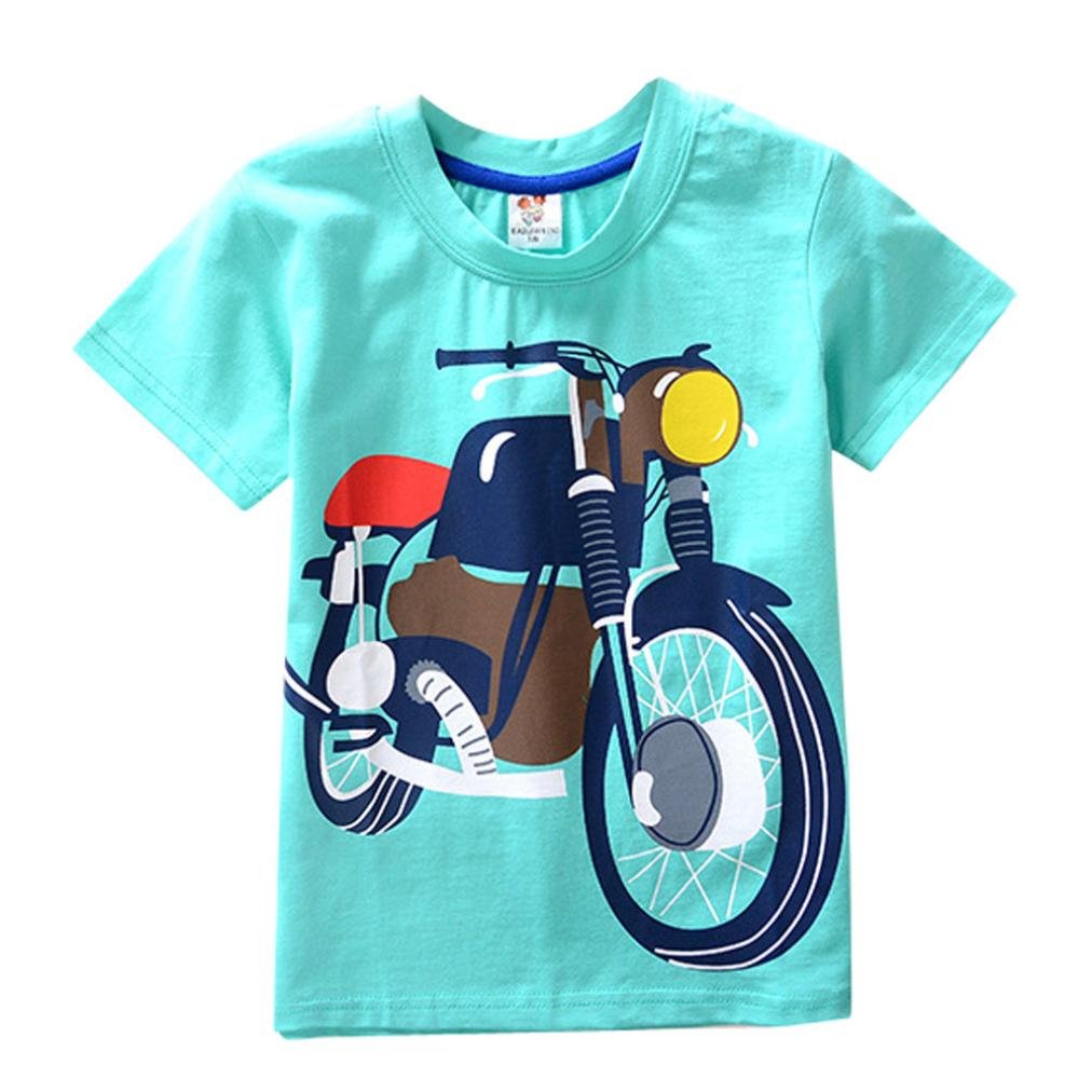 Leegor Boys' T-Shirt,Kids Baby Boys Girls Clothes Crew Neck Short Sleeve Motorcycle Printed Tops Tee