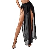 Verdusa Women's Chiffon Beach Swimsuit Cover Up Split Thigh Bikini Maxi Skirt