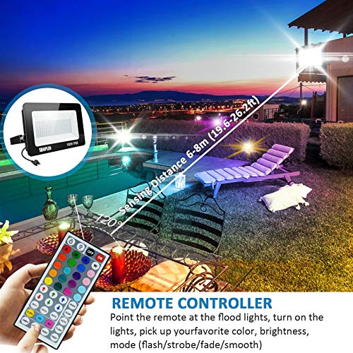SHOPLED 2 Pack 150W RGB LED Flood Light Bluetooth Smart Outdoor Color