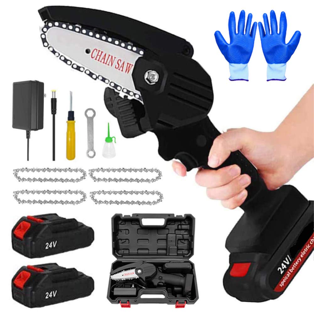 Handheld Mini Chainsaw 4Inch Electric Cordless Chain Saws, Portable