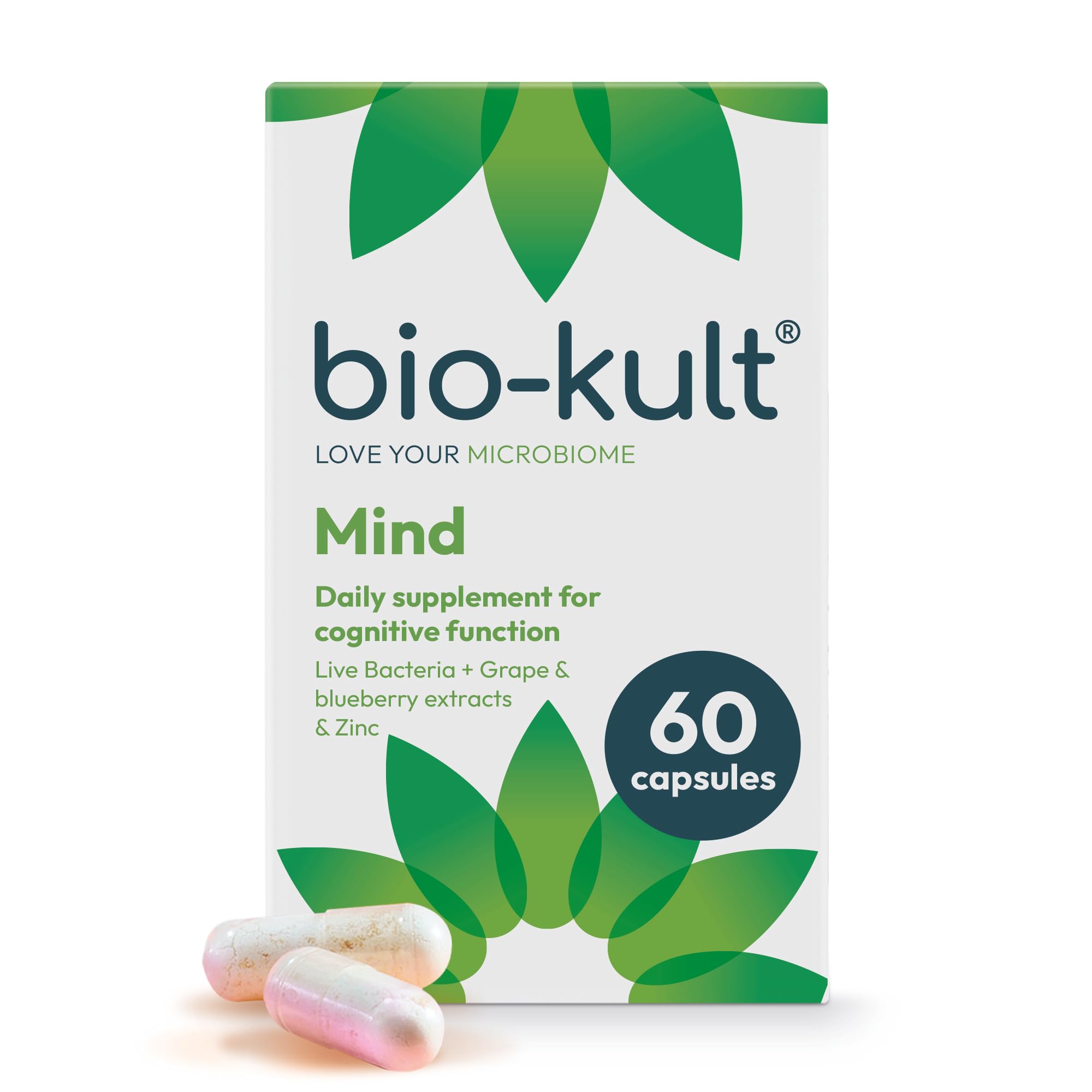 Bio-Kult Mind | Bacillus PXN 21 + Zinc, Wild Blueberry & Grape Extracts | Brain & Gut Support | 60 Capsules
