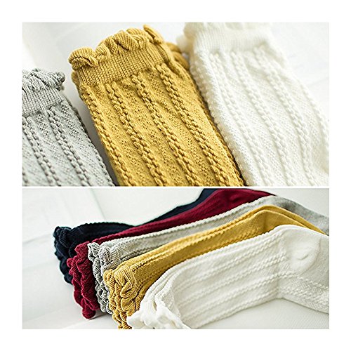 Baby Girl Boy Toddler Uniform Knee High Cotton Socks Tube Ruffled Stockings 5 Pack (M ( 3-5 Years )) - Thumbnail 7