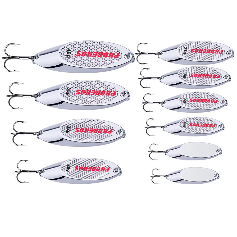 PROBEROS Fishing Lures Spoons Metal Casting Fishing Spoon Bass Hard Lure Blade Fish Baits Set Gold Silver