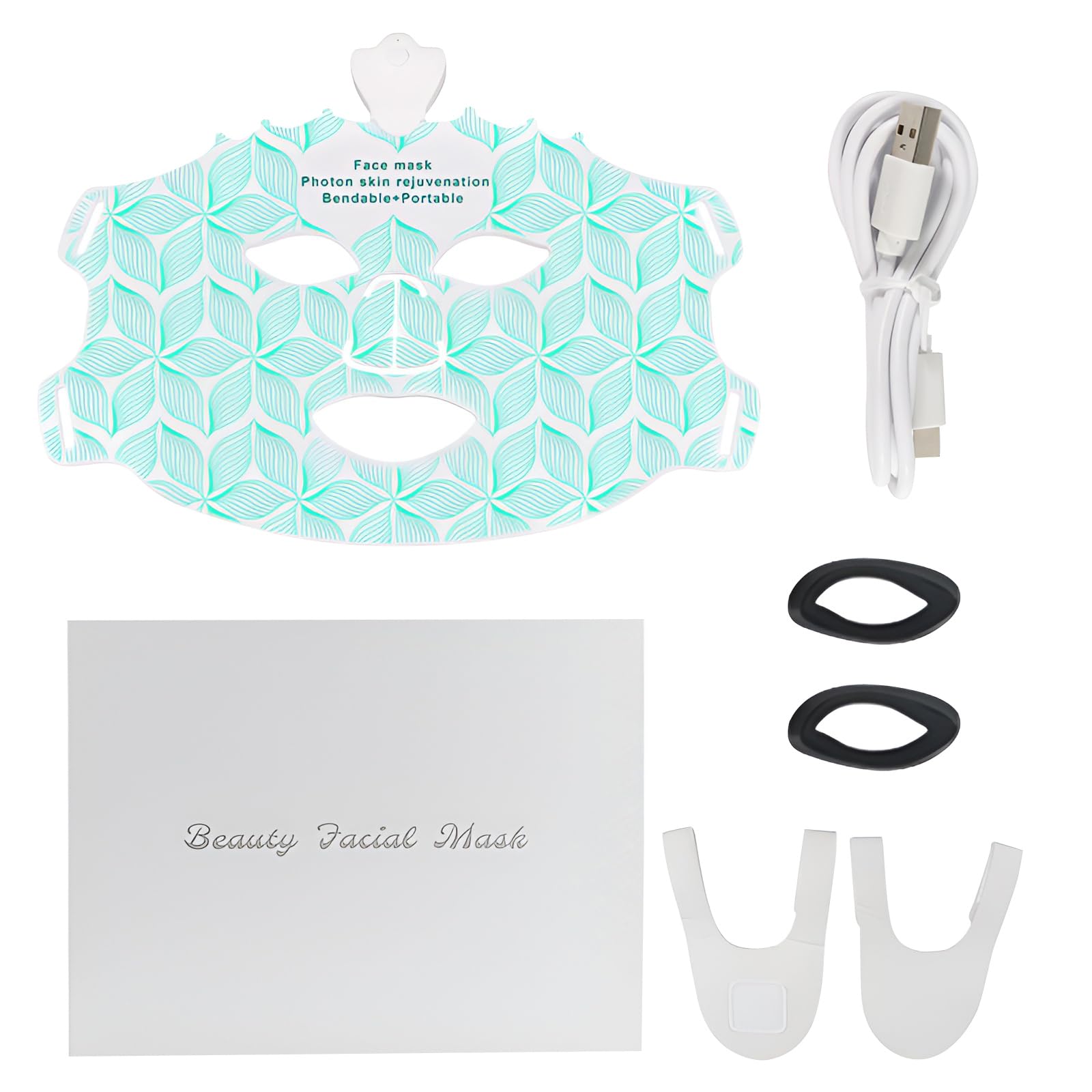 LED Face Mask Light Therapy, 7 Color Wireless Light Therapy for Face, Face Care Mask for Skin Rejuvenation Anti-Aging Removal Wrinkles Shrink Pores Fine Lines Skin Tightening (White)