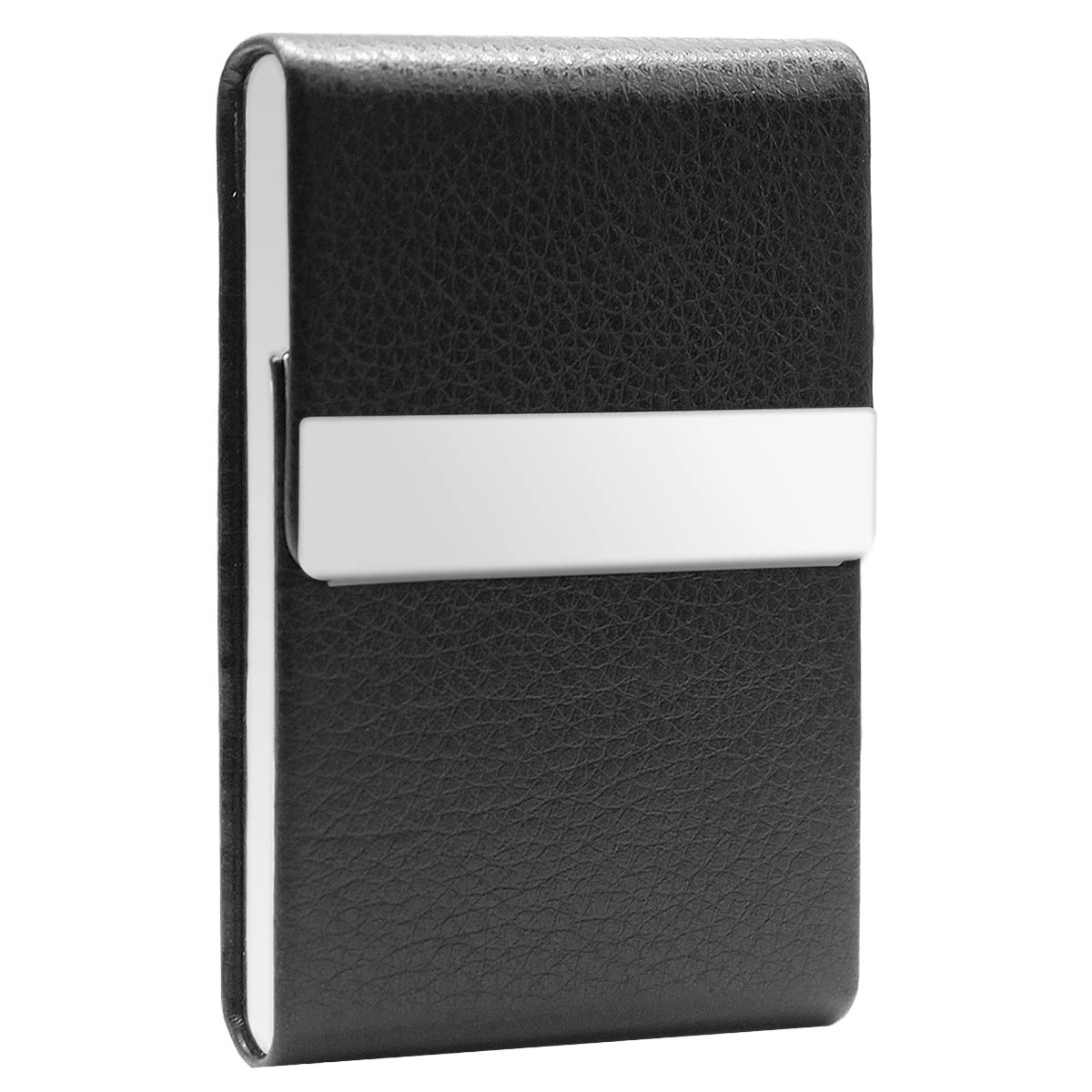 Metal Cigarette Case PU Leather Design Pocket Carrying Cigarette Box Holder for Men Women Ladies Super Slim Cigarette Pack Black