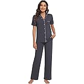 WiWi Viscose from Bamboo Women's Pajamas Set Super Soft Button Down Top and Pants Sleepwear Cooling Pjs S-3X