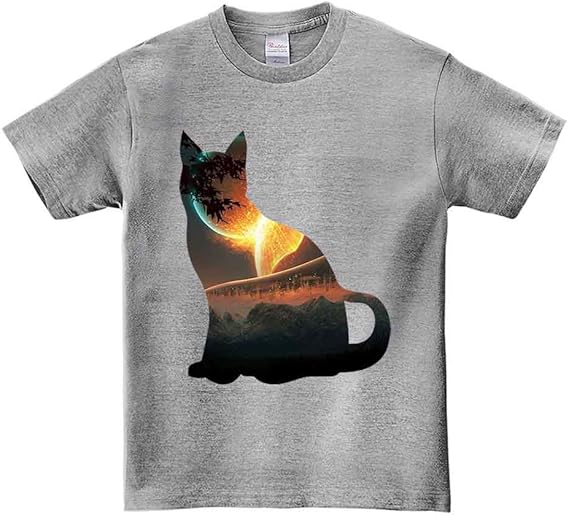 Amazon ノーブランド品 猫 シルエット アルマゲドン メンズ 半袖 Tシャツ オリジナルプリント 通販