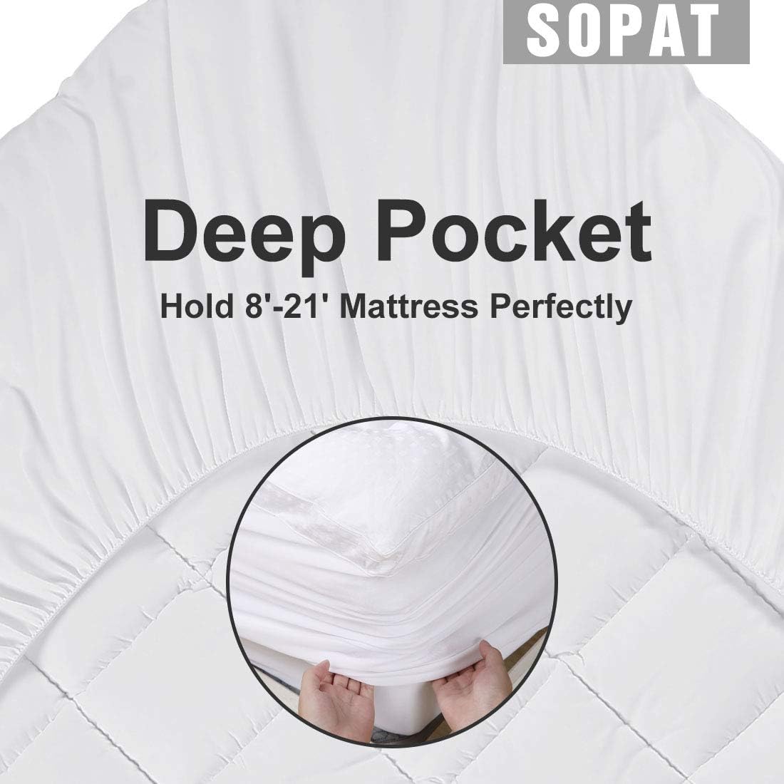 SOPAT Extra Thick Mattress Topper (Queen),Cooling Mattress Pad Cover,Pillow Top Construction (8-21Inch Deep Pocket),Double Border,Down Alternative Fill,Breathable: Home & Kitchen