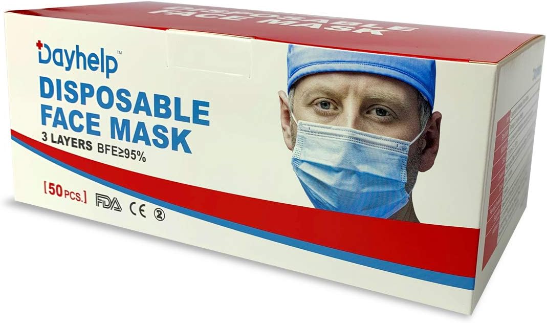 50Pcs Disposable Face 𝐌𝐀𝐒𝐊, 3 Ply Filter 𝐌𝐀𝐒𝐊, Medical Dental Surgical Non-Woven Dust Mouth 𝐌𝐀𝐒𝐊