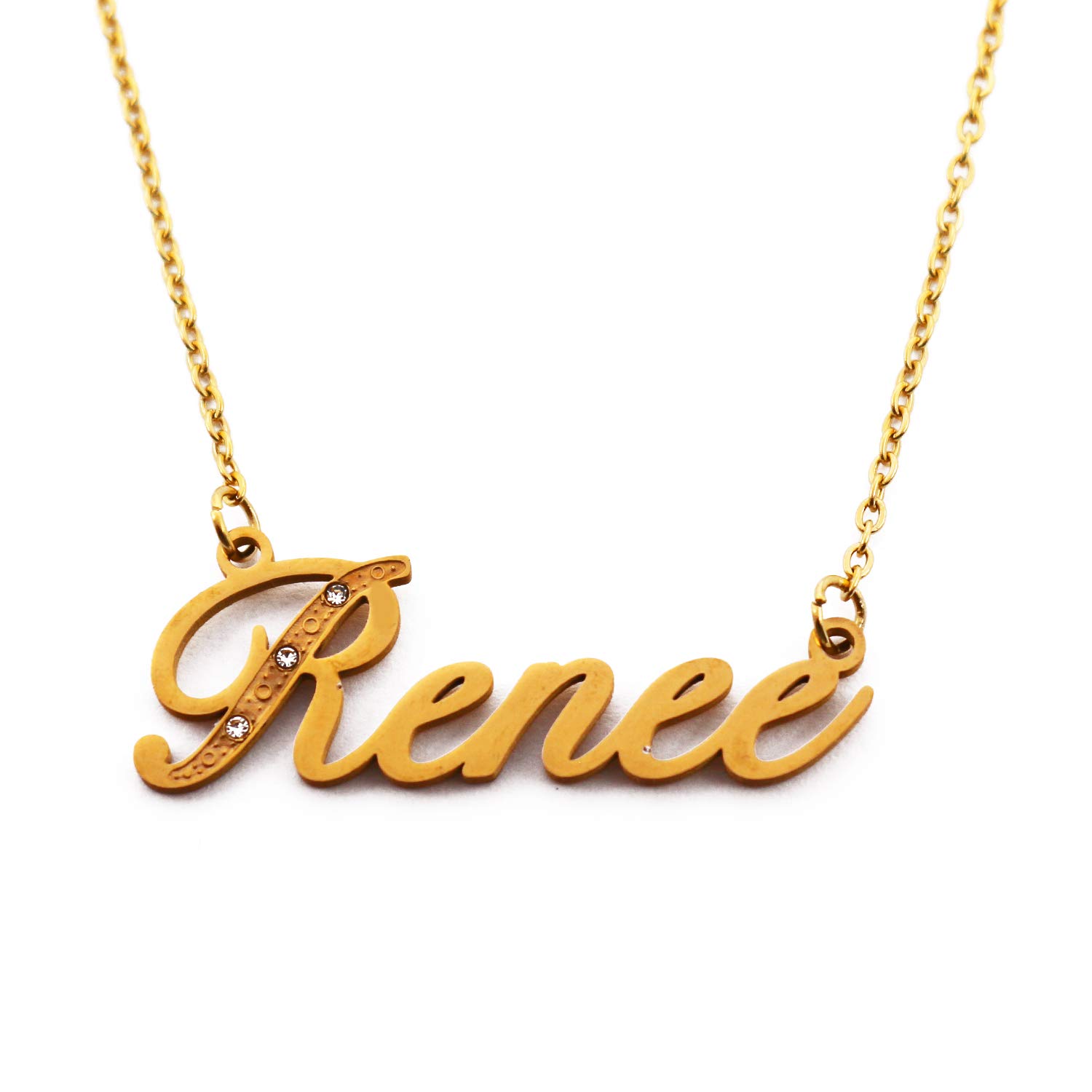 Renee Name Necklace Personalised Gold Plated Custom Dainty Name Pendants, Jewellery for Ladies, Girlfriend, Mother, Sister, Friends