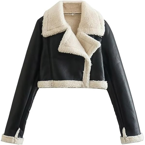 Amazon.com: Women Leather Jacket Faux Fur Moto Jacket