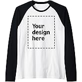 Custom Raglan Baseball Tee with Your Image for Men and Women by Modify by Amazon Merch on Demand