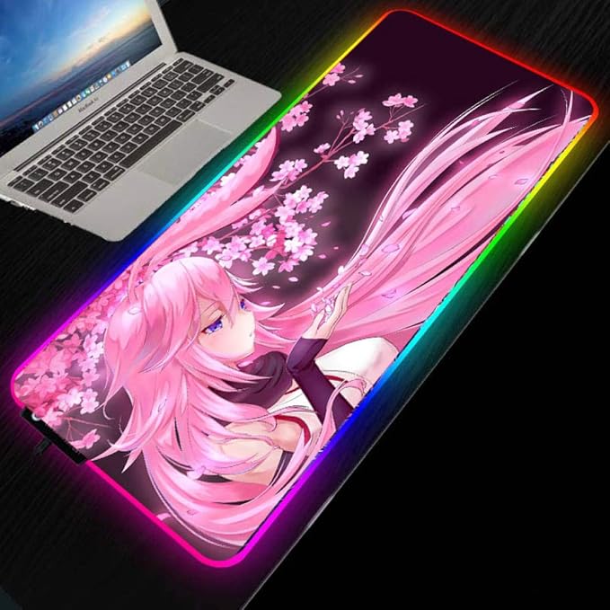 Mouse Pads Cherry Blossom Pink Hair Girl RGB Gaming Mouse