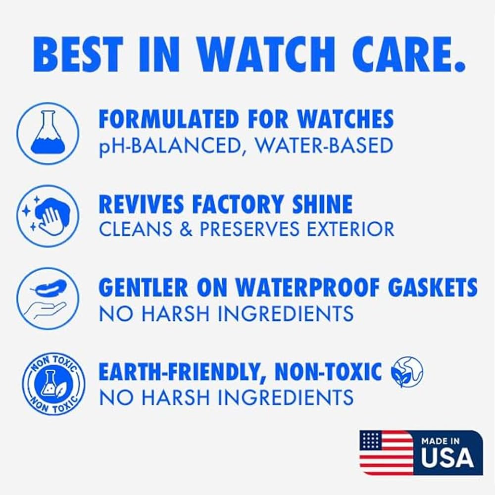 WristClean Watch Cleaning Kit | Scratch-Free Bristles & Refillable | Watch Cleaner with Microsuds Formula | Watch Kit (1x) Brush (1x) Refill (1x) Drying Towel | USA Made Watch Care Kit (3 Piece Kit)
