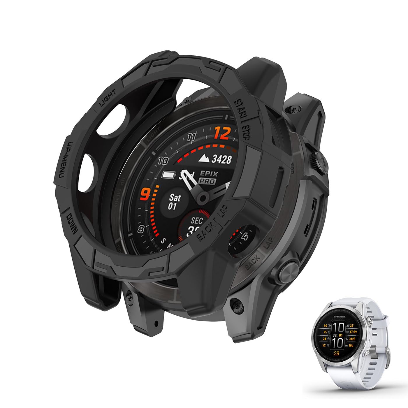HOMTERN Compatible with Garmin Fenix 7S,Fenix 7S Pro,EPIX Pro 42mm, Soft TPU Lightweight Shell Drop-proof Scratch-Proof Flexible Armor Heavy Protective Case,Black