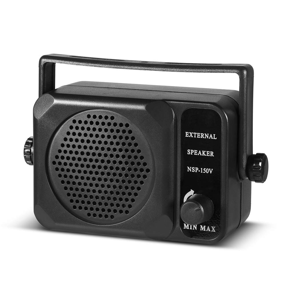 Zerone Mini Portable 3.5mm External Speaker Adjustable Volume for Yaesu/Icom Car Two Way Radio - Black
