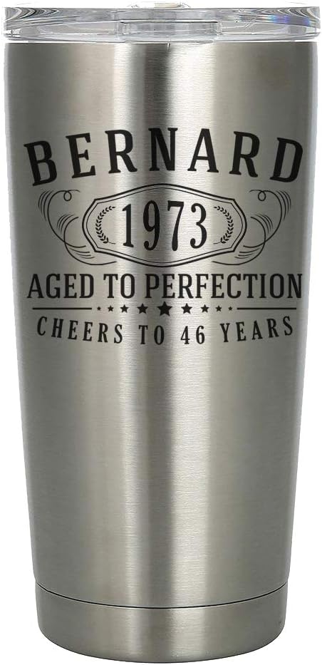 Personalized Etched 20oz Stainless Steel Tumbler for Birthday Gifts, Bernard