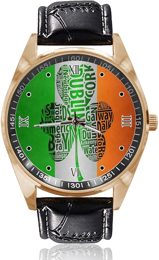Ireland Flag Shamrock Custom Personalized Mens Womens Watch Waterproof