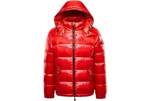 Mens Hooded Shiny Puffer Jackets, with Hooded Waterproof Jackets Quilted Metallic Parka Hooded Outdoor Ski Coats Gift