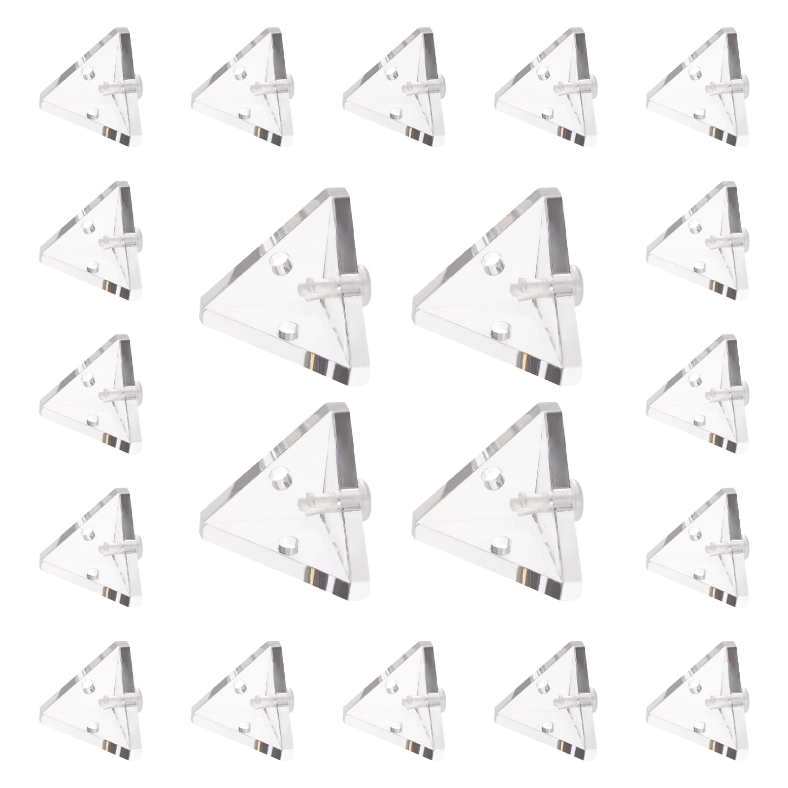 Morobor Acrylic Corner Bracket, 20pcs Clear 3-Hole Right Angle Joint Brace Brackets with Rivets for Reinforcement, Connecting Furniture(21MM*21MM)