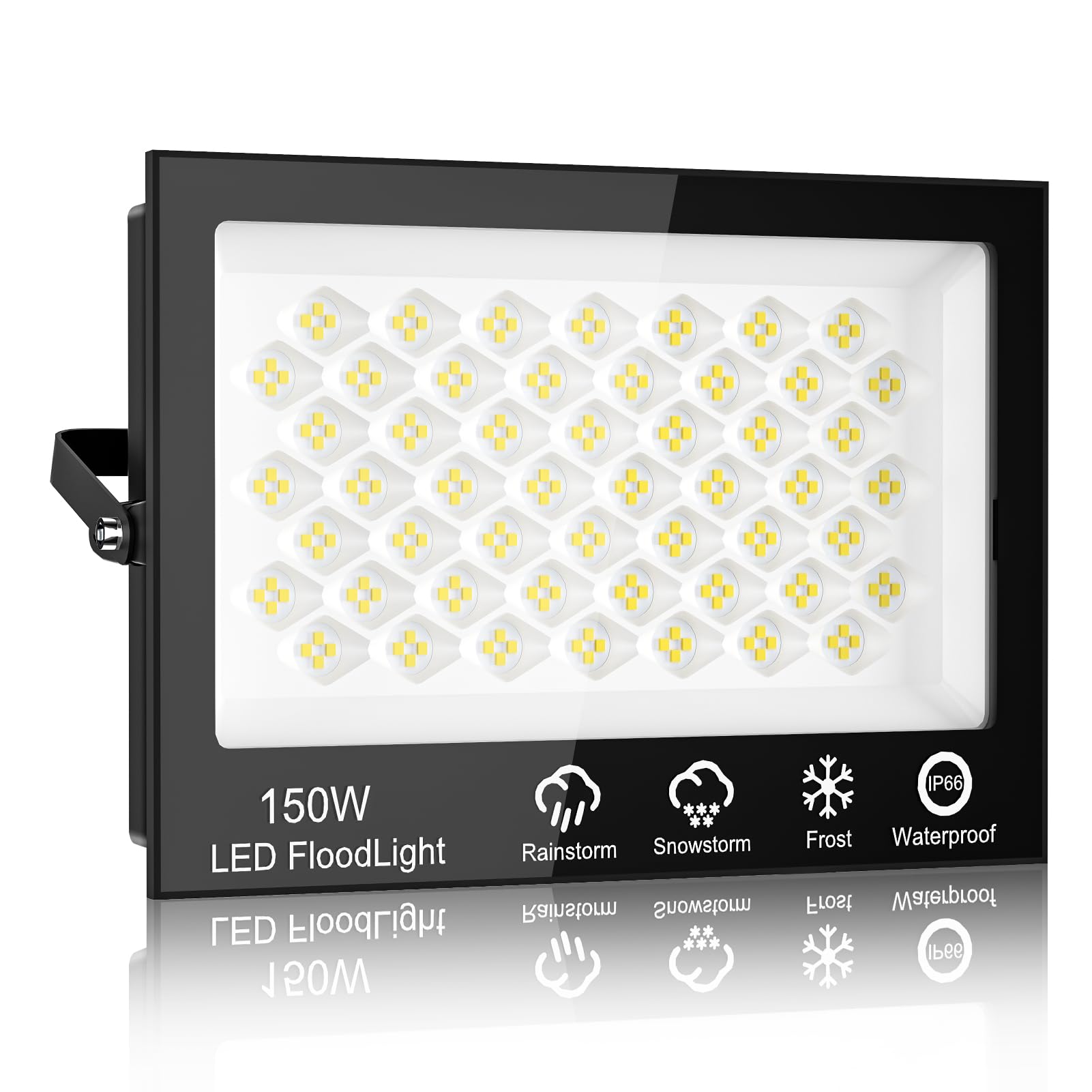 Sararoom 150W LED Flood Light Outdoor - 15000LM Outside Security Lights, 6500K Daylight White Floodlight with 208 LED Beads, IP66 Waterproof LED Spotlight for Garden Balconie Garage Warehouse