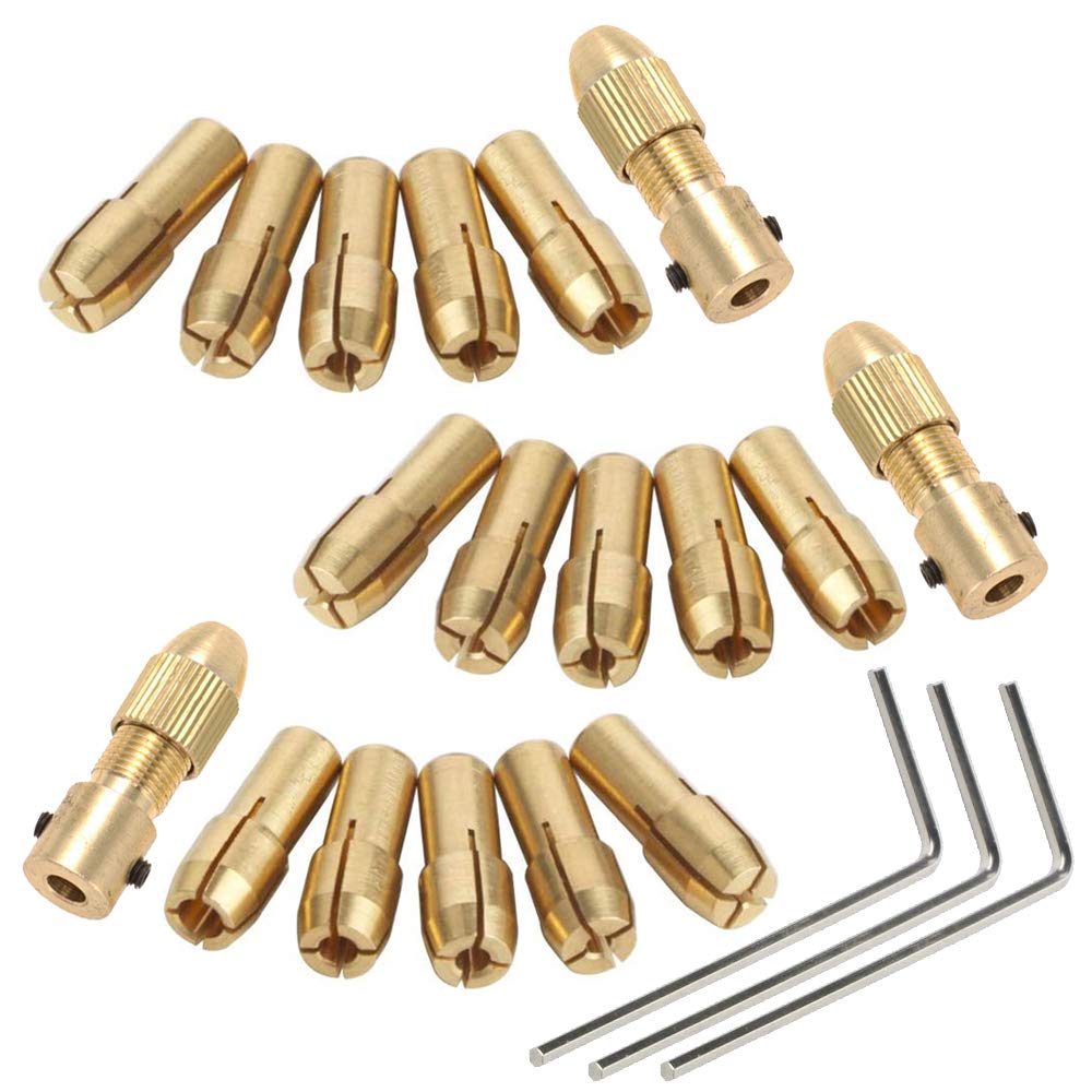 Bestgle 14Pcs Brass Collet, 4.05mm Brass Drill Chucks Mini Electric Grinder, 0.5-3mm Quick Change Drill Chuck Bit Sets for Rotary Tools