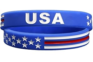 SAINSTONE MedusaX Power of Faith USA Silicone Bracelets Wristbands American Spirit Americanism Partriotic Sports Fans Worldcup United States American Flag Red White and Blue Bracelet July 4th