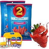 Sugar Free Red Strawberry Licorice Vine Candy, Pack of 2, 5oz Each | Soft &amp; Chewy | Twists Candy | Snacks Treat | Holiday Stockings | Think Candy Resealable Bag