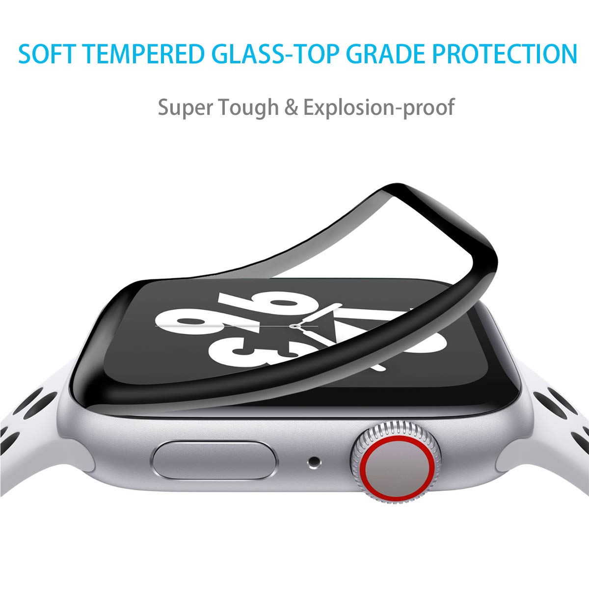 Mercase Apple Watch Screen Protector Series 4 [Full Coverage Protection,ScratchProof,Anti Fingerprint,Bubble-Free,HD Clear,0.25mm Ultra-Thin] 9H Hardness iWatch 44mm Tempered Glass Screen Cover Film