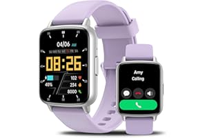 JEEJTEK Smart Watch, 1.83" HD Smartwatch for Men Women (Answer/Make Calls), Fitness Watch with 100+ Sport Modes, IP68 Waterproof/Heart Rate/Sleep Monitor, Activity Trackers for iOS/Android (Silver+Purple)