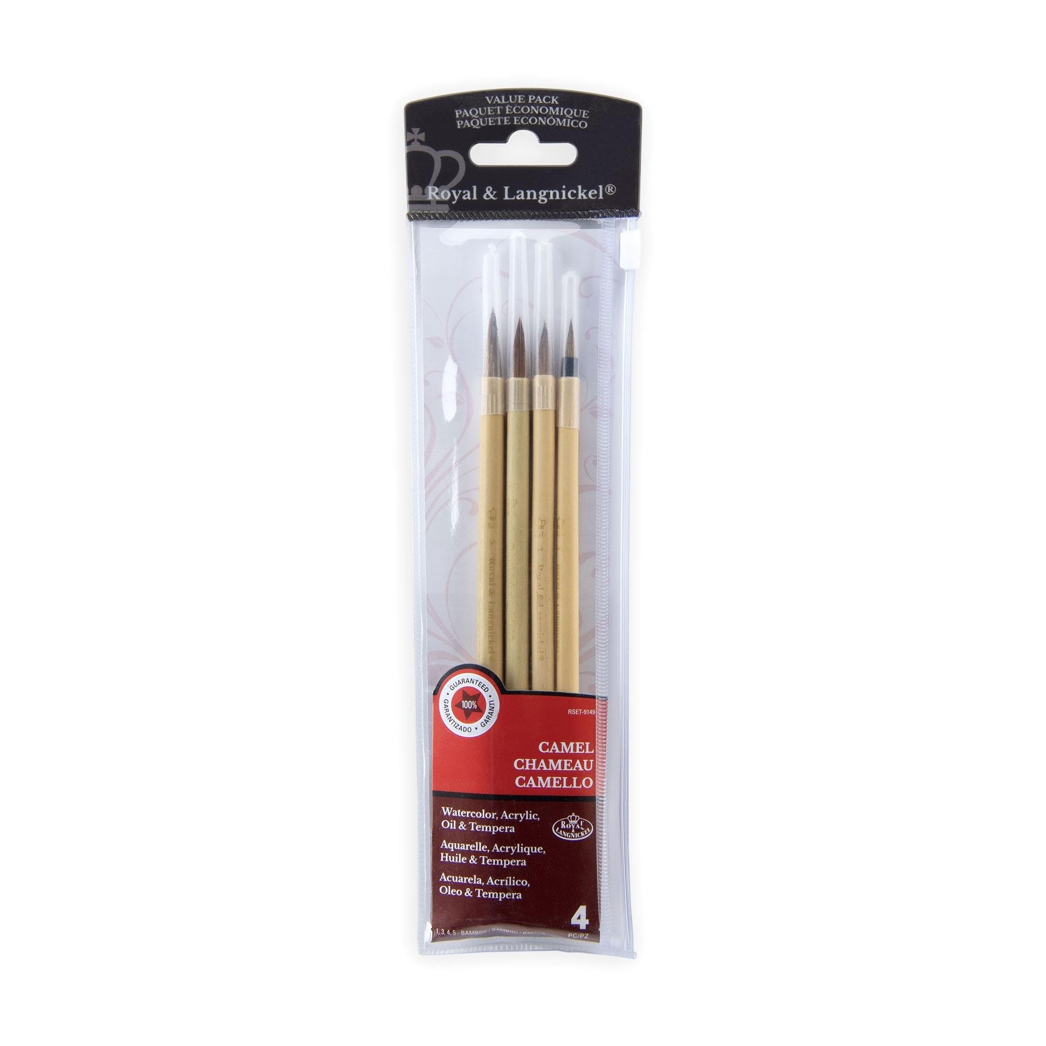 Royal and Langnickel Bamboo Comb Brush Set - Brown (Pack of 4)
