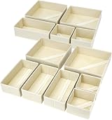 Homsorout 12 Pack Drawer Organisers Foldable Beige Fabric Storage Boxes