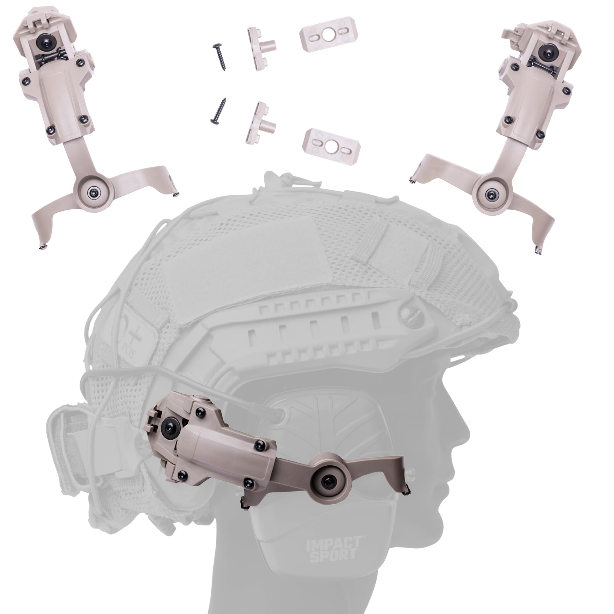 Photo 1 of Tigrett ARC Rail Adapter for Howard Leight Impact Sports Earmuffs – Tactical Helmet Mount for ARC Rails – 360° Rotating Bracket for Fast, MICH, ACH Helmets – Tool-Free Tactical Helmet Accessories