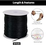 TONIFUL 1.5mm Nylon Satin Cord 60Yards Black Beading String Kumihimo view 2