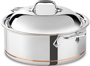 All-Clad 650618 SS Copper Core 5-Ply Bonded Dishwasher Safe Round Roaster / Cookware, 6-Quart, Silver