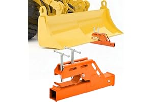 EBESTTECH Tractor Bucket Receiver Hitch 2 inch Clamp on Trailer Hitch for Tractor Non-Slip Bucket Hitch Ball for Lawn Tractor Kubota Deere Bobcat Orange Tractor Bucket Attachment