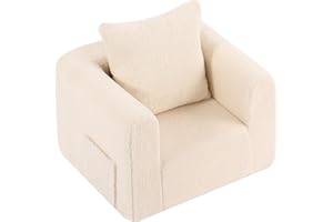 Welnow Kids Sofa with Pillow, Cozy Toddler Chair Soft Foam Seat for Reading, Children's Couch with Armrest Lightweight Comfy 