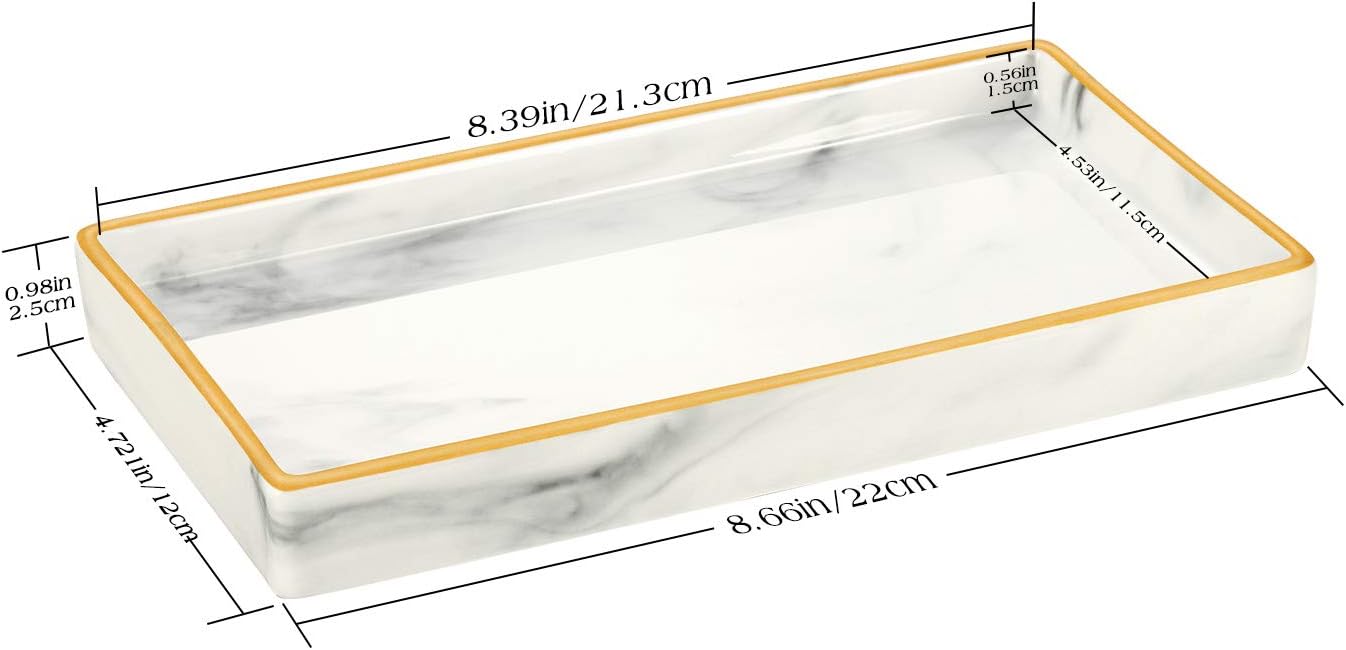 Savacaf Com Badausstattung Kosmetiktabletts Emibele Kosmetik Tablett Keramik Schmucktablett Ablageschale Makeup Organizer Schmuck Aufbewahrung Tablett Fur Badezimmer Toilettentank Waschtisch Weisser Marmormuster