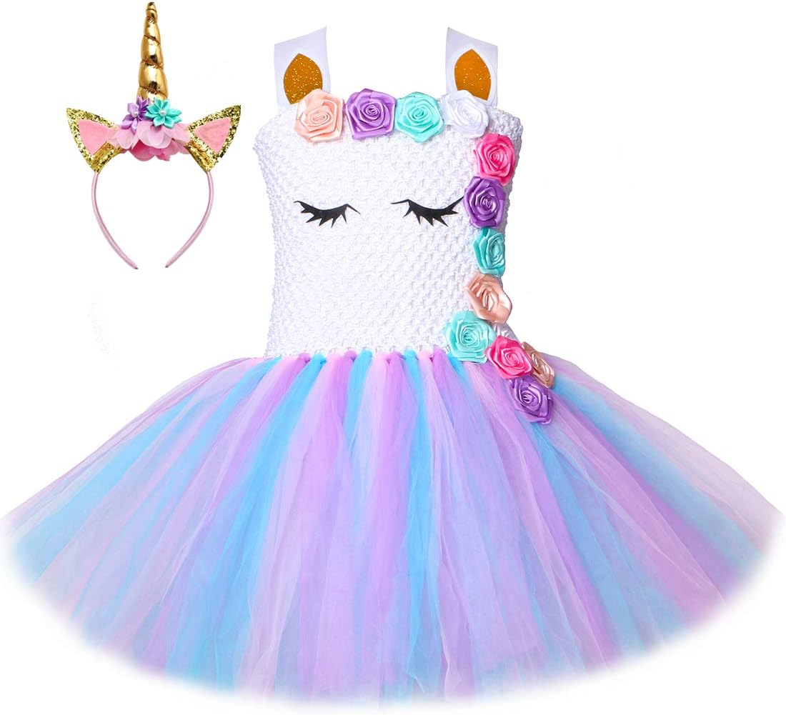 HJTT Pastel Unicorn Tutu Dress for Girls Kids Birthday Party Unicorn Costume Outfit