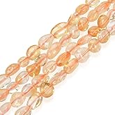 Adabele 15 Inch Natural Yellow Citrine Gemstone Loose Beads 6mm to 8mm Free Form Oval Tumbled Pebble Gem Stone Spacer for Jewelry Making GZ11-8