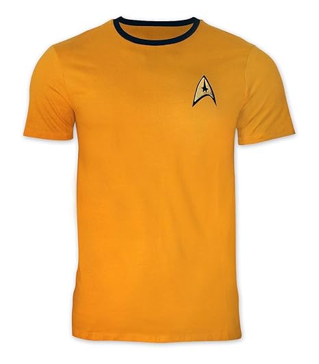 Star Trek T-Shirt Uniform - Captain Kirk mit goldfarbenem Stick