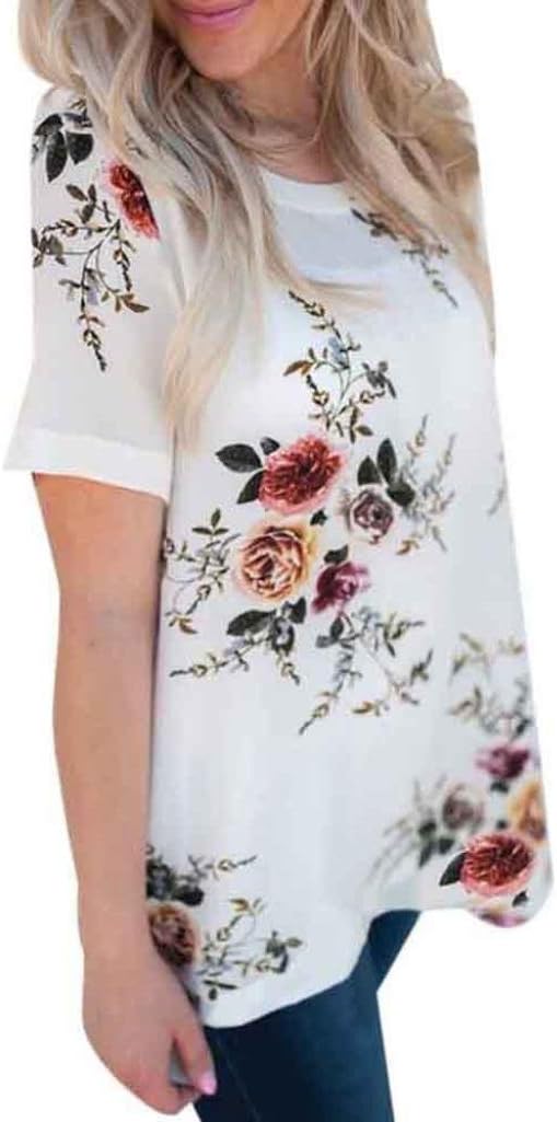 Kstare Women's Short Sleeve Floral Printed Loose Casual Tops T-Shirt Tee